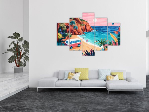 Tablou - Rulotă la ocean (150x105 cm)