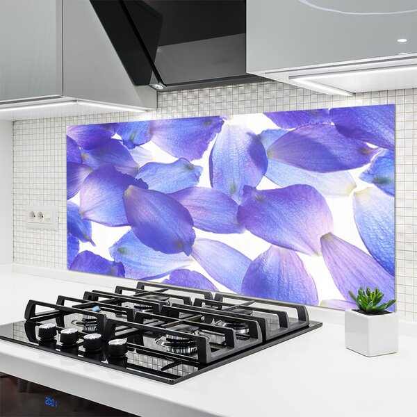 Panou sticla bucatarie Petale Floral violet