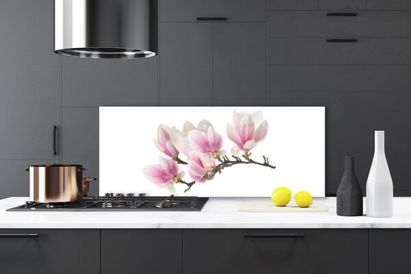 Panou sticla bucatarie Flori Floral Roz Alb