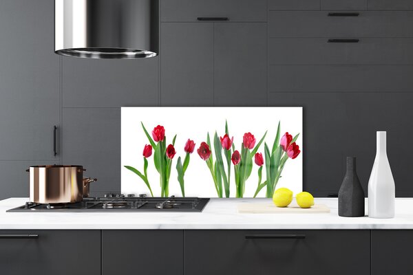 Panou sticla bucatarie Lalele Floral Red
