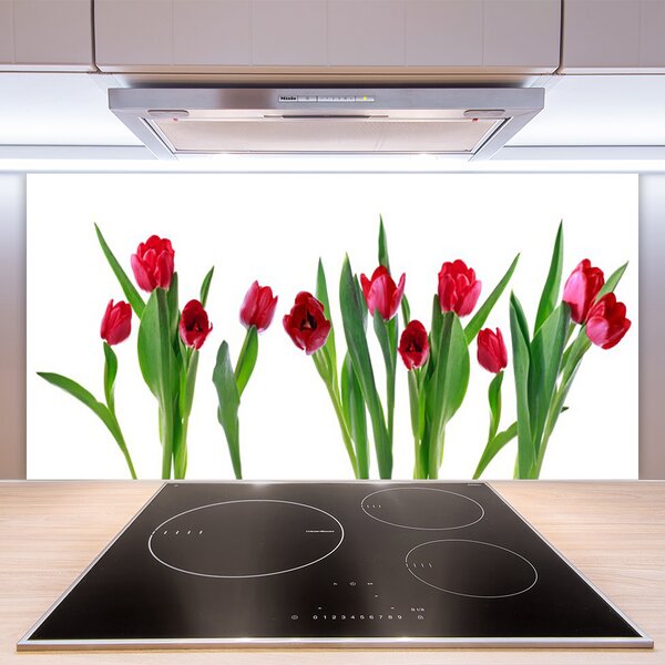 Panou sticla bucatarie Lalele Floral Red