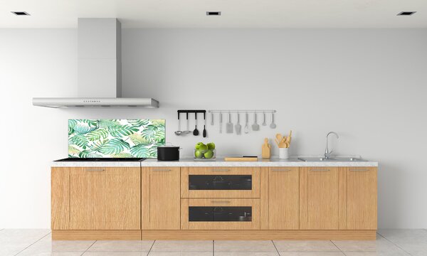 Panou sticla securizata bucatarie frunze tropicale