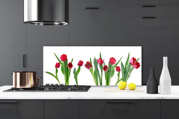 Panou sticla bucatarie Lalele Floral Red