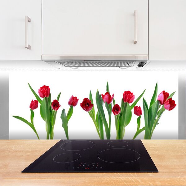 Panou sticla bucatarie Lalele Floral Red