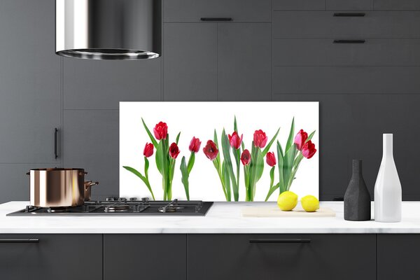 Panou sticla bucatarie Lalele Floral Red