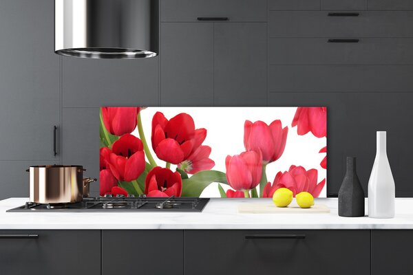 Panou sticla bucatarie Lalele Floral Red