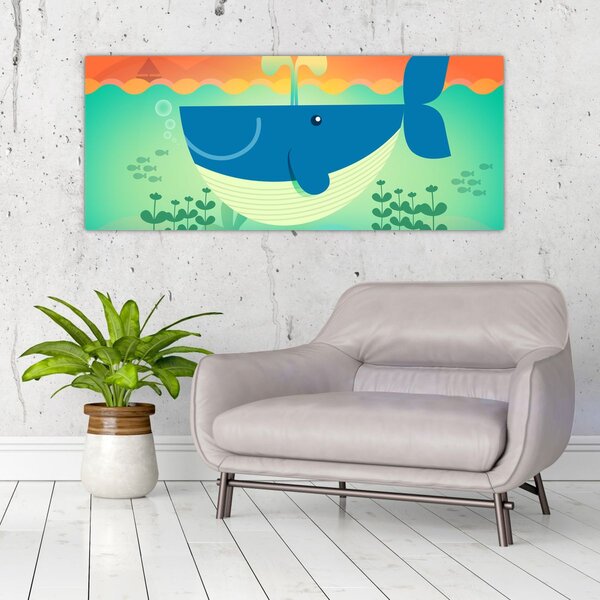 Tablou - Balenă veselă în mare (120x50 cm)