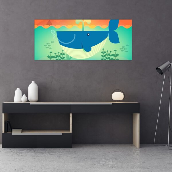 Tablou - Balenă veselă în mare (120x50 cm)