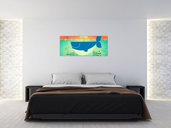 Tablou - Balenă veselă în mare (120x50 cm)