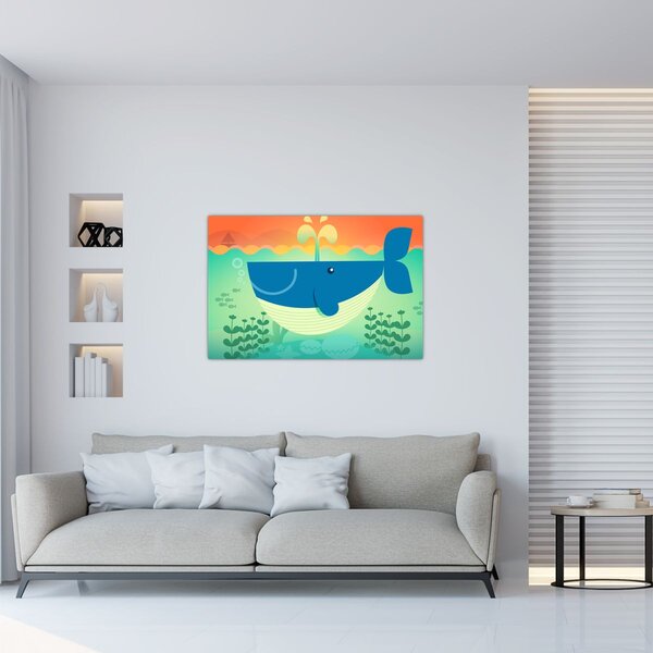 Tablou - Balenă veselă în mare (90x60 cm)