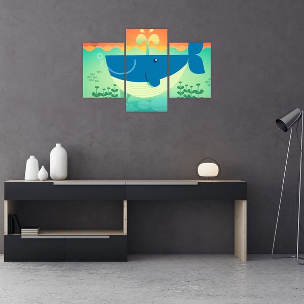 Tablou - Balenă veselă în mare (90x60 cm)