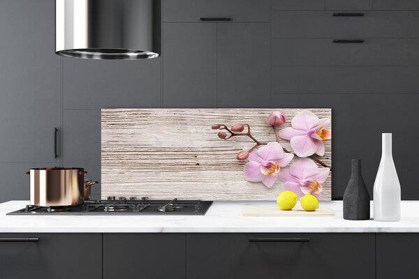 Panou sticla bucatarie Flori roz Floral