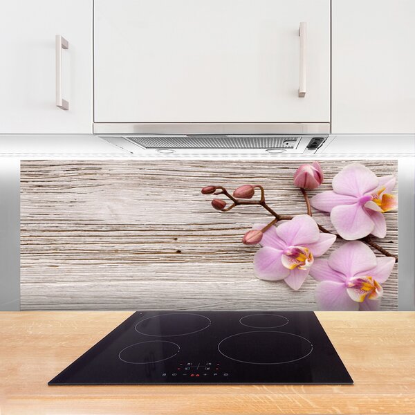 Panou sticla bucatarie Flori roz Floral