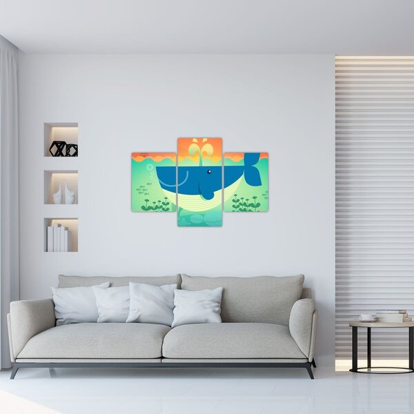 Tablou - Balenă veselă în mare (90x60 cm)