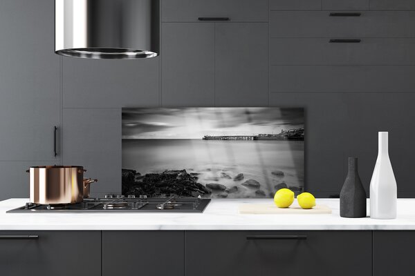 Panou sticla bucatarie Sea Stones Peisaj Gray