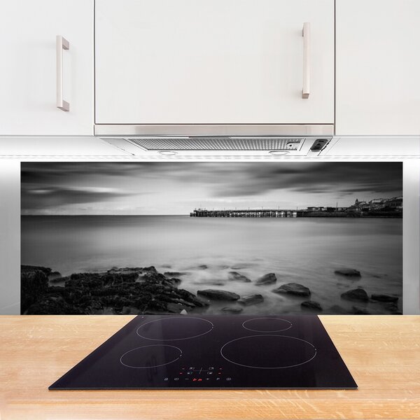 Panou sticla bucatarie Sea Stones Peisaj Gray