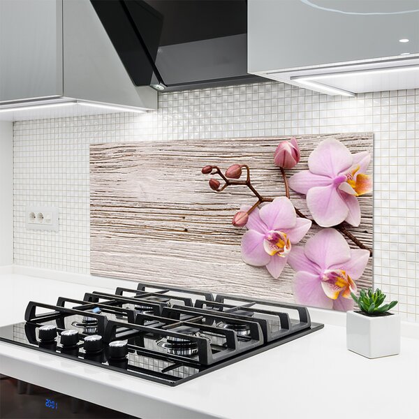 Panou sticla bucatarie Flori roz Floral