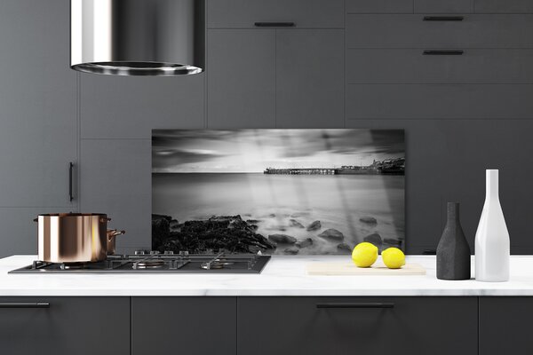 Panou sticla bucatarie Sea Stones Peisaj Gray