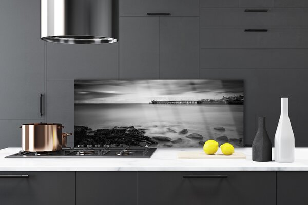 Panou sticla bucatarie Sea Stones Peisaj Gray