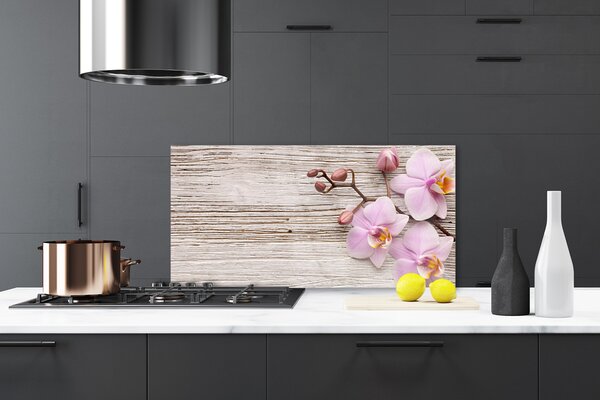 Panou sticla bucatarie Flori roz Floral