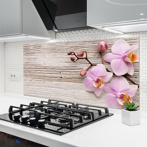 Panou sticla bucatarie Flori roz Floral