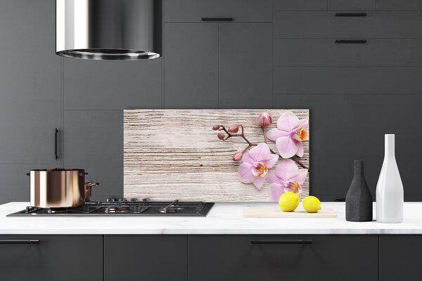 Panou sticla bucatarie Flori roz Floral