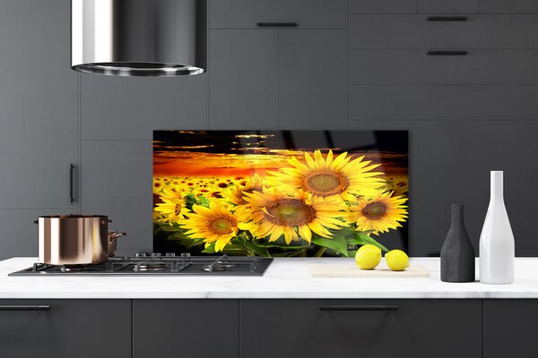 Panou sticla bucatarie Floarea soarelui Floral Galben Maro