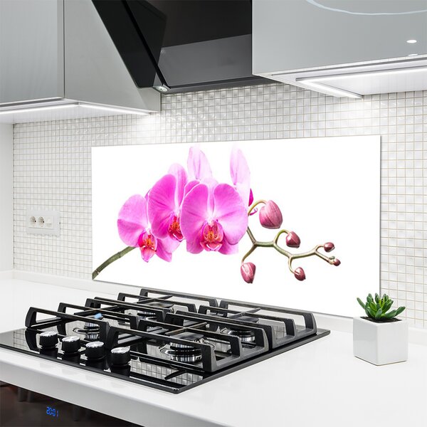 Panou sticla bucatarie Flori roz Floral
