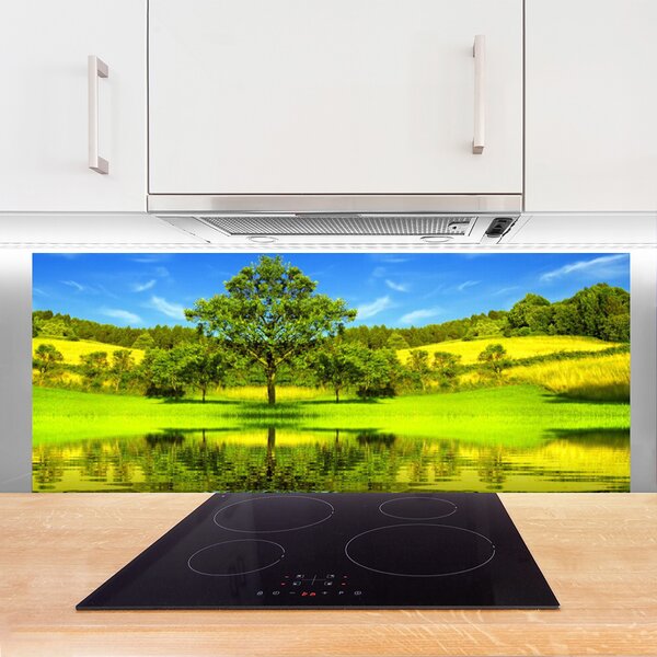 Panou sticla bucatarie Meadow copac Natura Verde Maro