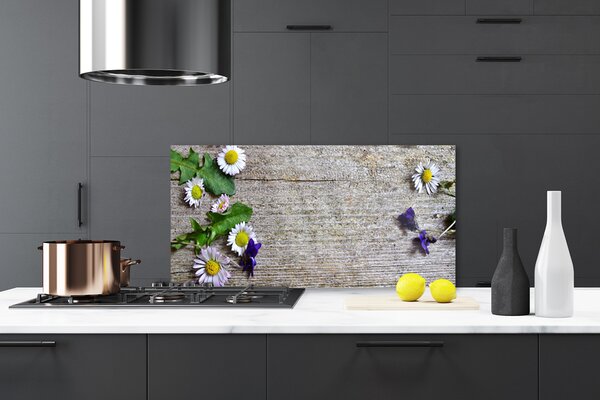 Panou sticla bucatarie Daisy Floral Roz Alb Galben
