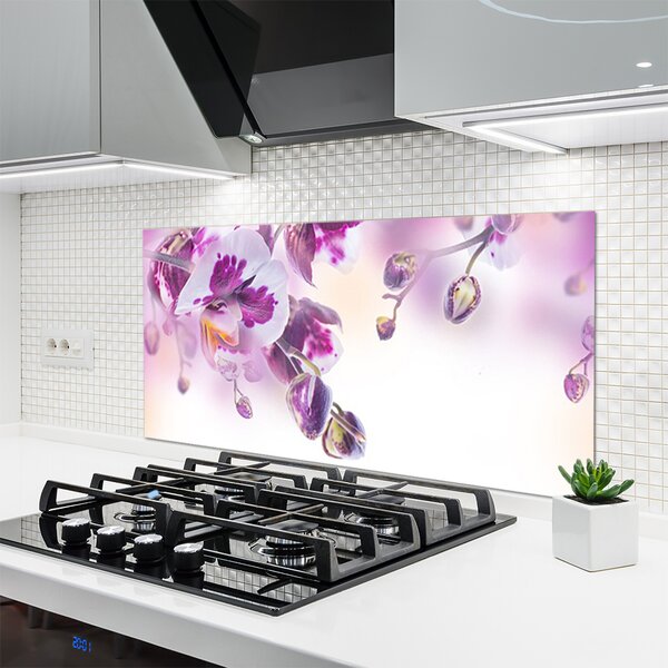 Panou sticla bucatarie Flori roz Floral