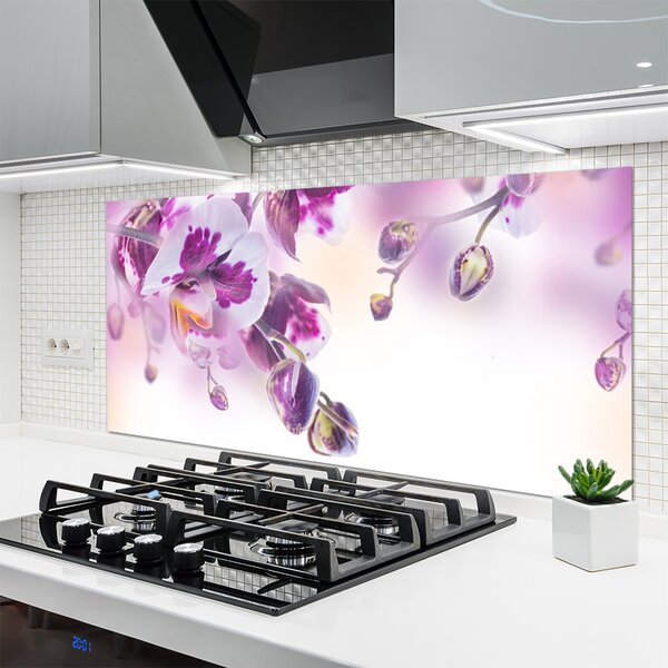 Panou sticla bucatarie Flori roz Floral