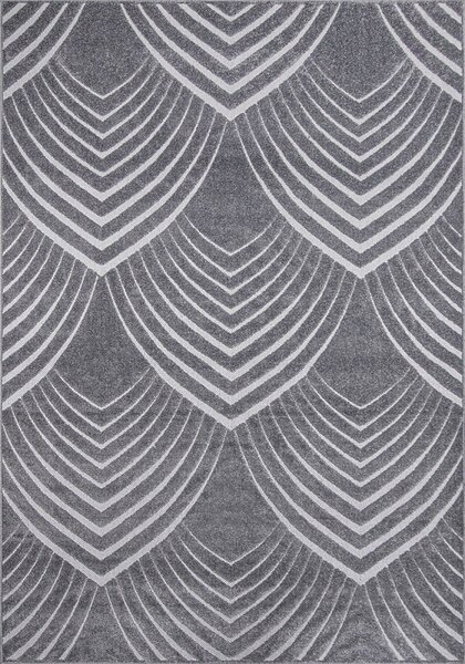Covor Oksi 38009-608, Marime 60 x 110 cm, Gri, Inaltime Fir 6 mm, Antialergic, Polipropilena, Living, Dormitor, Sufragerie, Birou 60 x 110