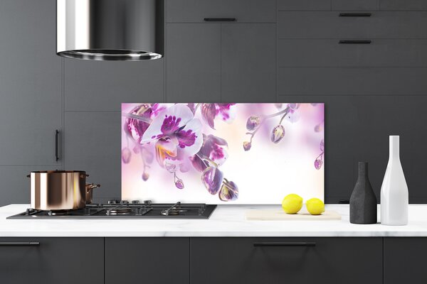 Panou sticla bucatarie Flori roz Floral