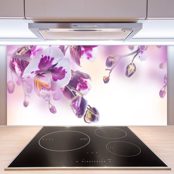 Panou sticla bucatarie Flori roz Floral