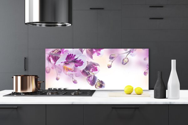 Panou sticla bucatarie Flori roz Floral