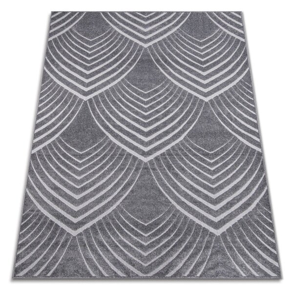 Covor Oksi 38009-608, Marime 60 x 110 cm, Gri, Inaltime Fir 6 mm, Antialergic, Polipropilena, Living, Dormitor, Sufragerie, Birou 60 x 110