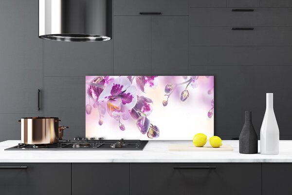 Panou sticla bucatarie Flori roz Floral