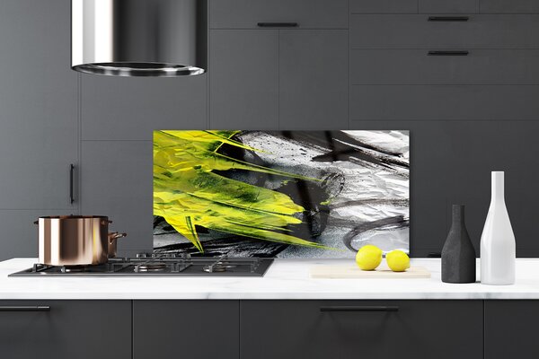 Panou sticla bucatarie Abstract Art Verde Negru Gri