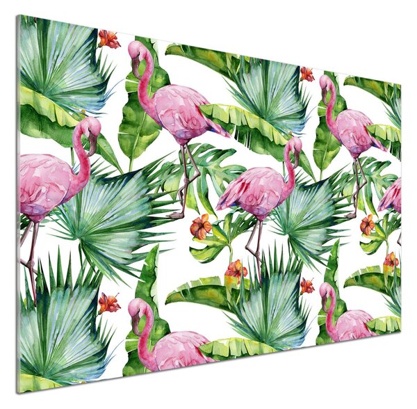 Sticlă printata bucătărie plante Flamingos