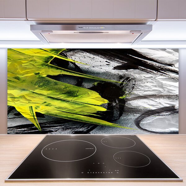 Panou sticla bucatarie Abstract Art Verde Negru Gri