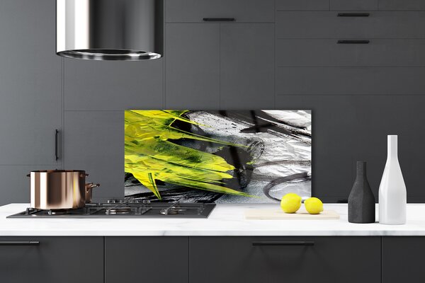 Panou sticla bucatarie Abstract Art Verde Negru Gri