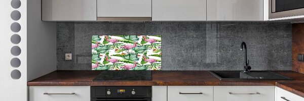 Sticlă printata bucătărie plante Flamingos
