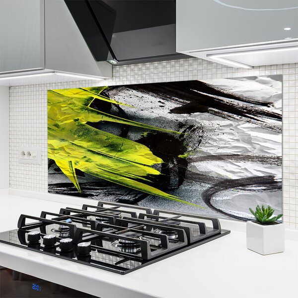 Panou sticla bucatarie Abstract Art Verde Negru Gri