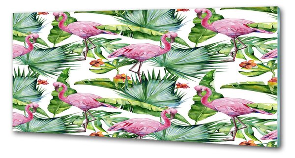 Sticlă printata bucătărie plante Flamingos