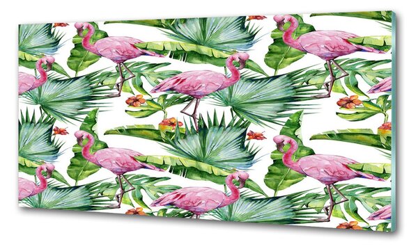 Sticlă printata bucătărie plante Flamingos