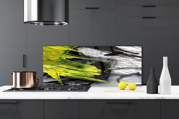 Panou sticla bucatarie Abstract Art Verde Negru Gri