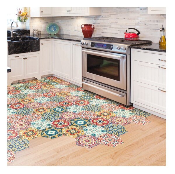 Set 10 autocolante de podea Ambiance Hexagons Lorena, 40 x 90 cm