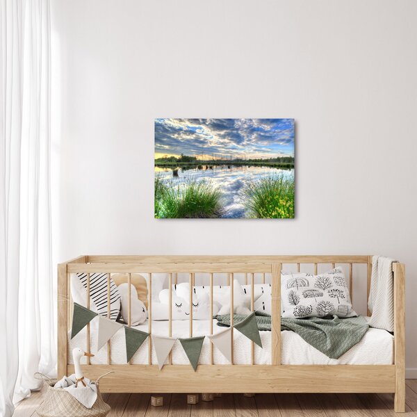 Tablou cu lac și trestie (70x50 cm)