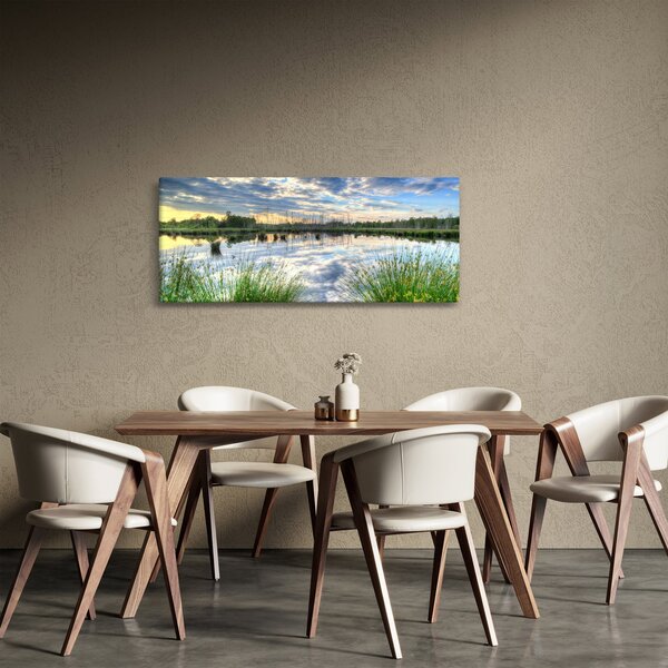 Tablou cu lac și trestie (120x50 cm)